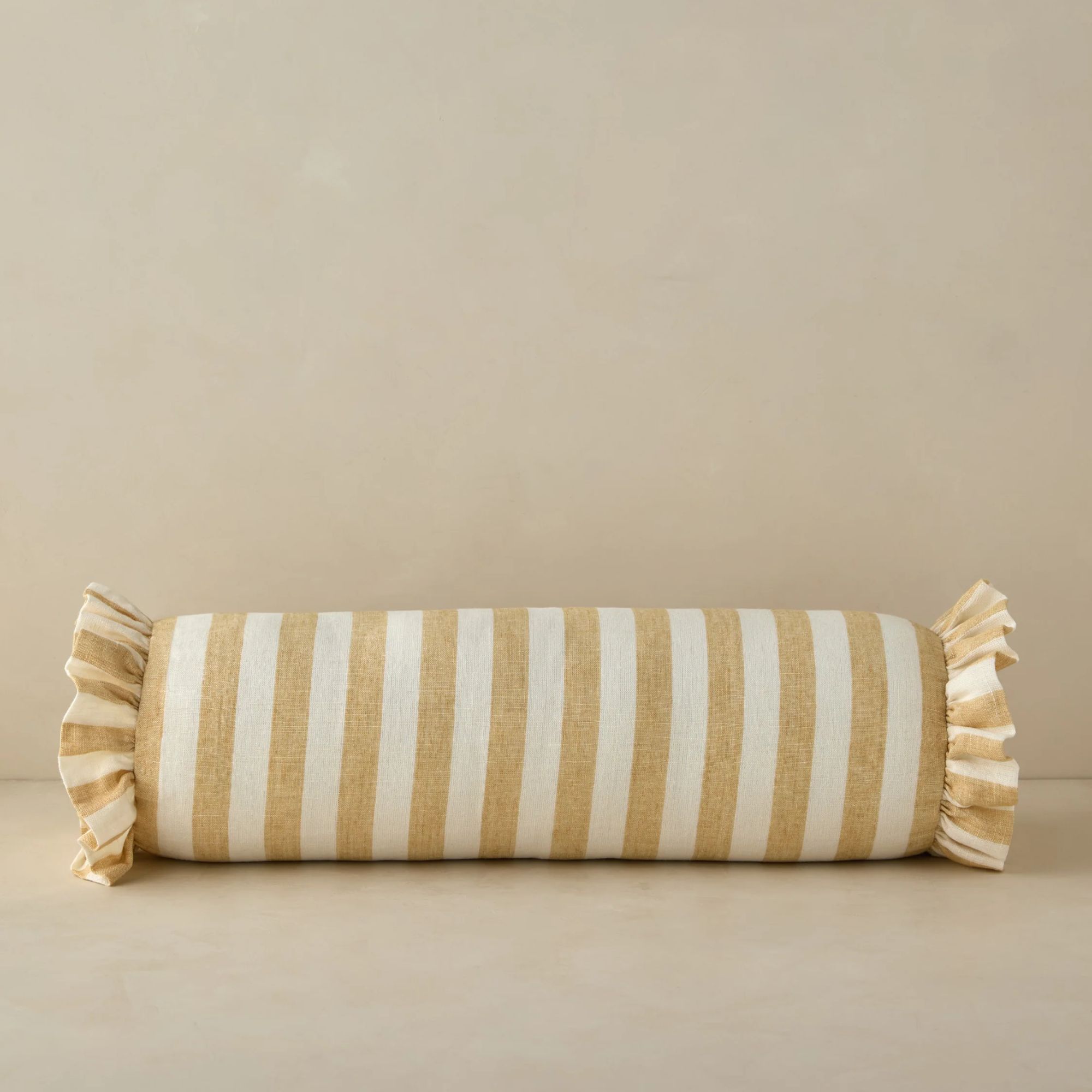 Amaroso Linen Ruffle Bolster Pillow