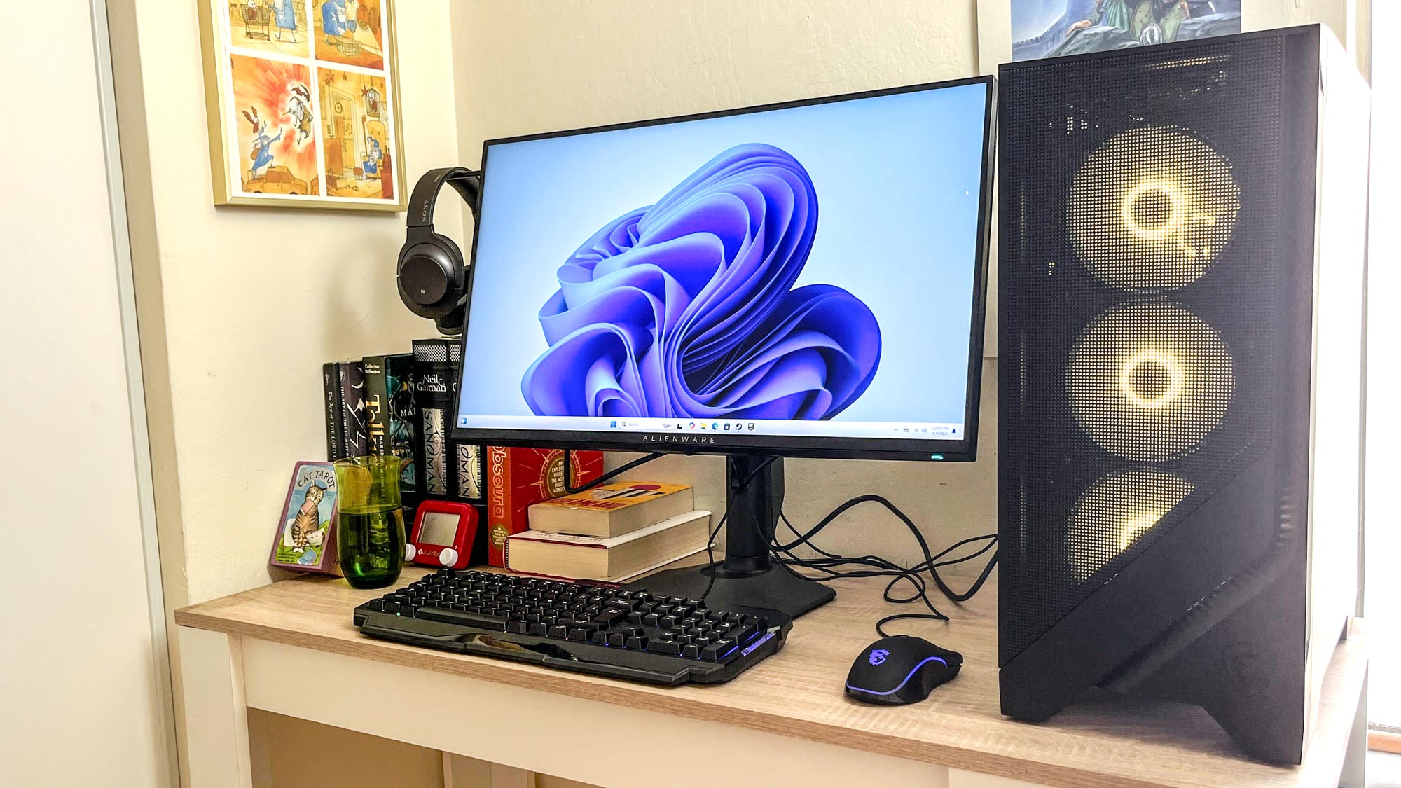Alienware 27 4K Dual-Resolution Gaming Monitor review unit on a desk