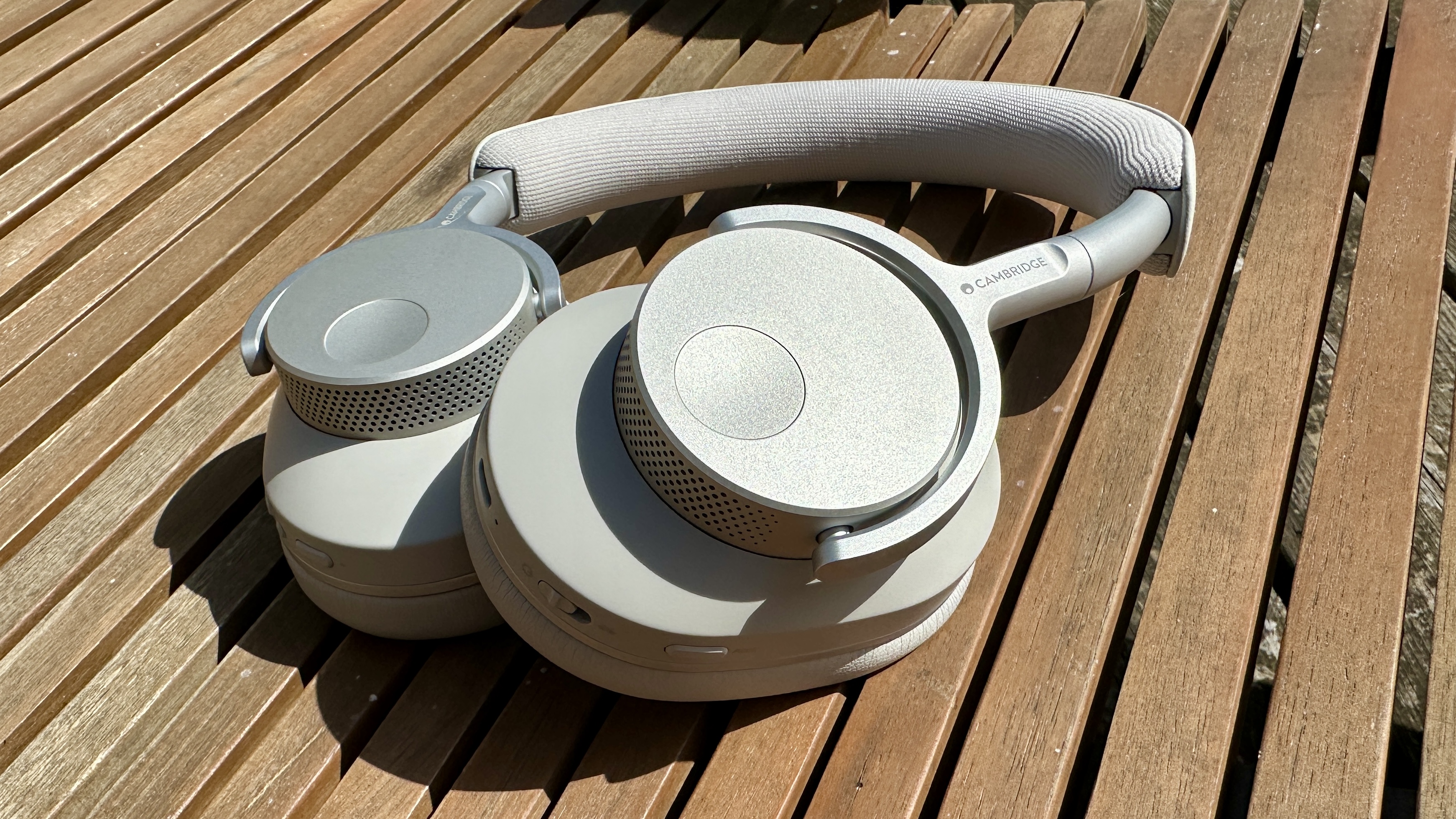 Cambridge Audio P100 on a wooden table in the sun