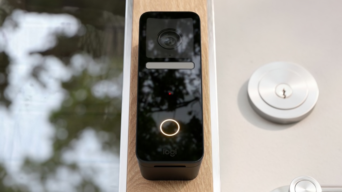 Logitech Circle Video Doorbell installed near a door