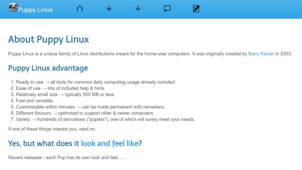 Website screenshot from Puppy Linux (November 2024)