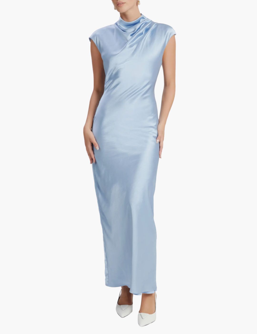 Image of blue satin dress
