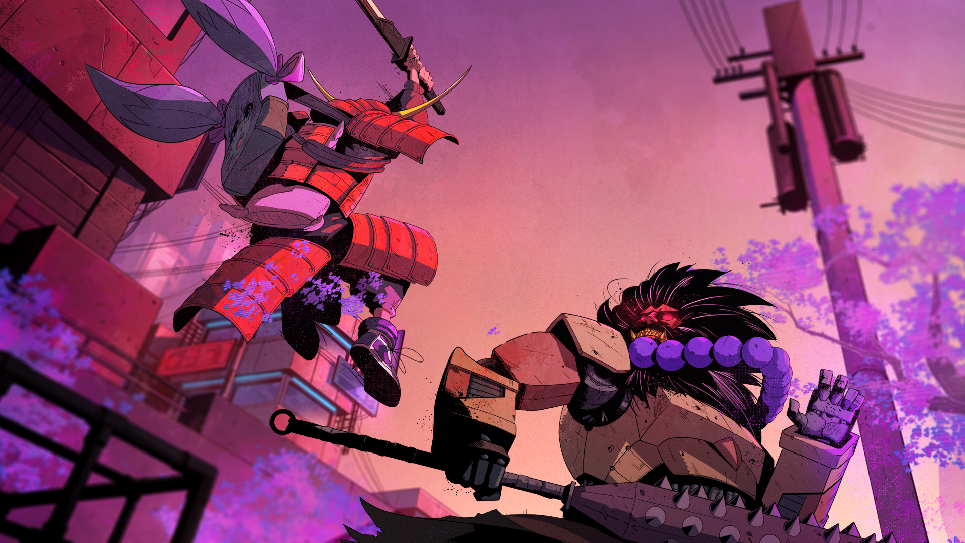 Futuristic samurai warriors battling in the tabletop RPG :Otherscape.