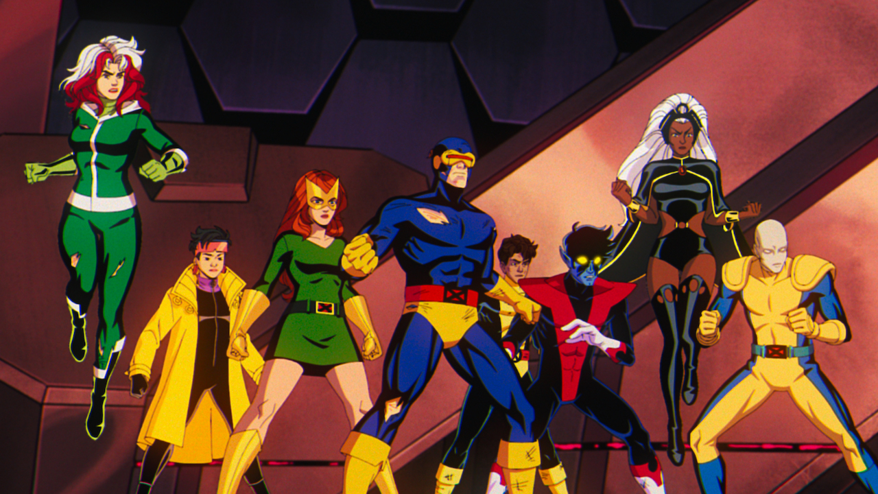 Rogue, Jubilee, Jean Grey, Cyclops, Sunspot, Nightcrawler, Storm and Morph in X-Men &#039;97