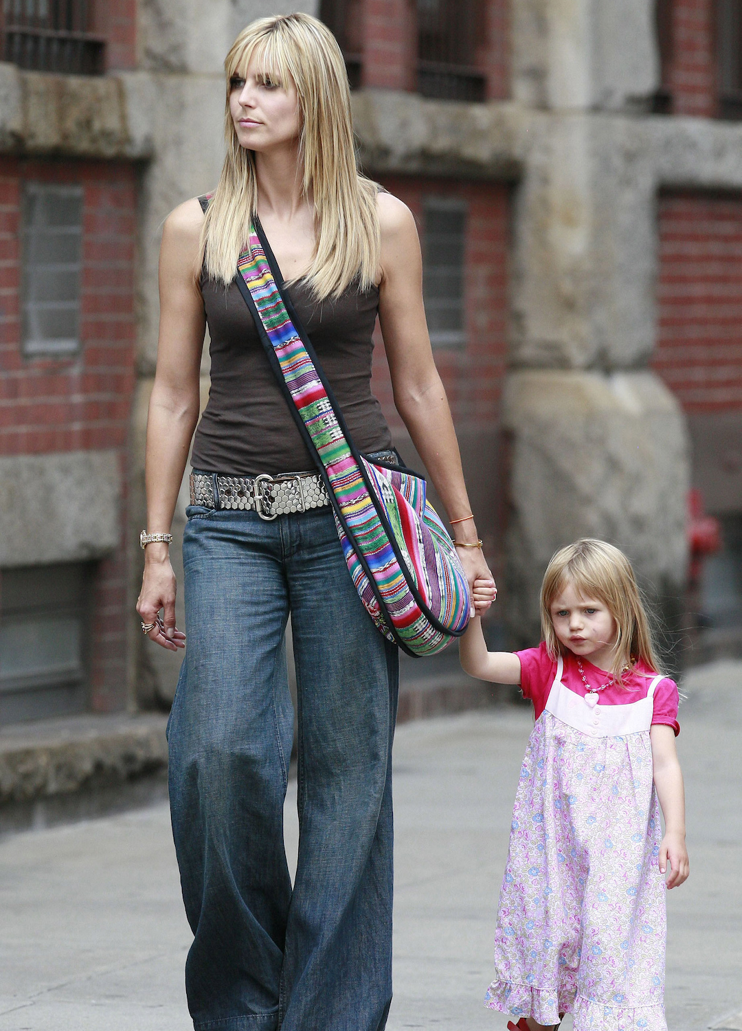 Heidi Klum and daughter Leni on June 16, 2007 in New York
