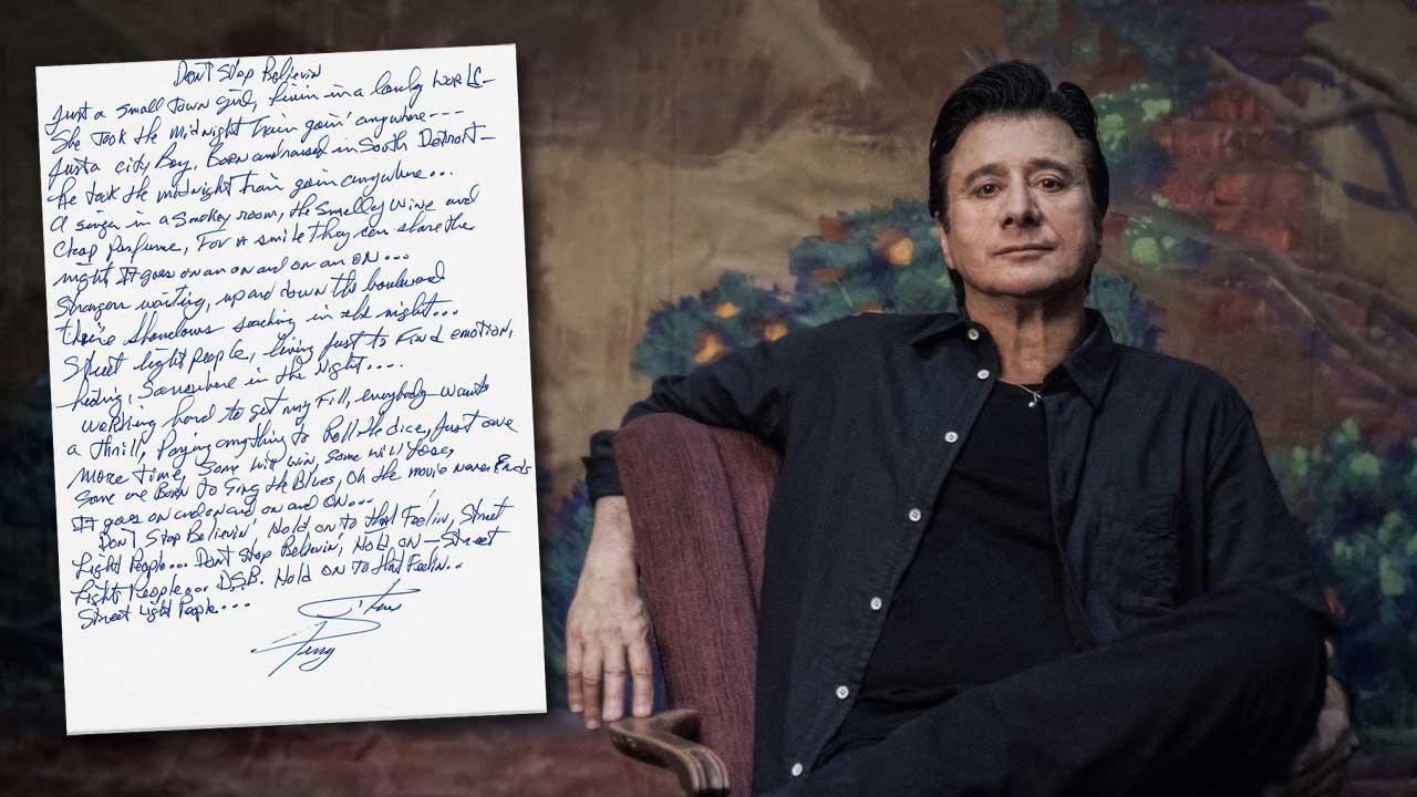 Steve Perry and his handwritten lyrics for Don&#039;t Stop Believing