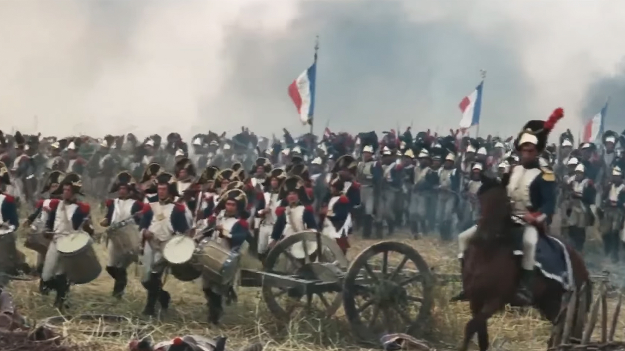 A battle scene in Waterloo featuring the French Army