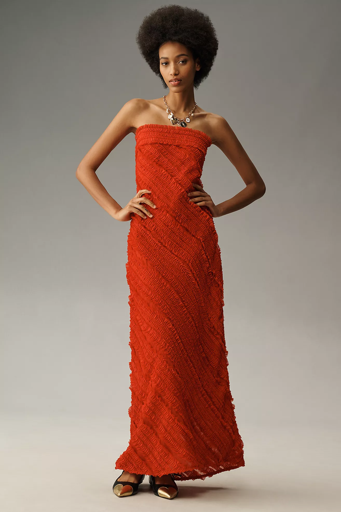 Endless Rose Strapless Textured Column Midi Dress