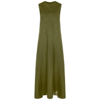 TALLIN MOSS GREEN ORGANIC HEAVY WEAVE LINEN MAXI DRESS - £345 at Asceno