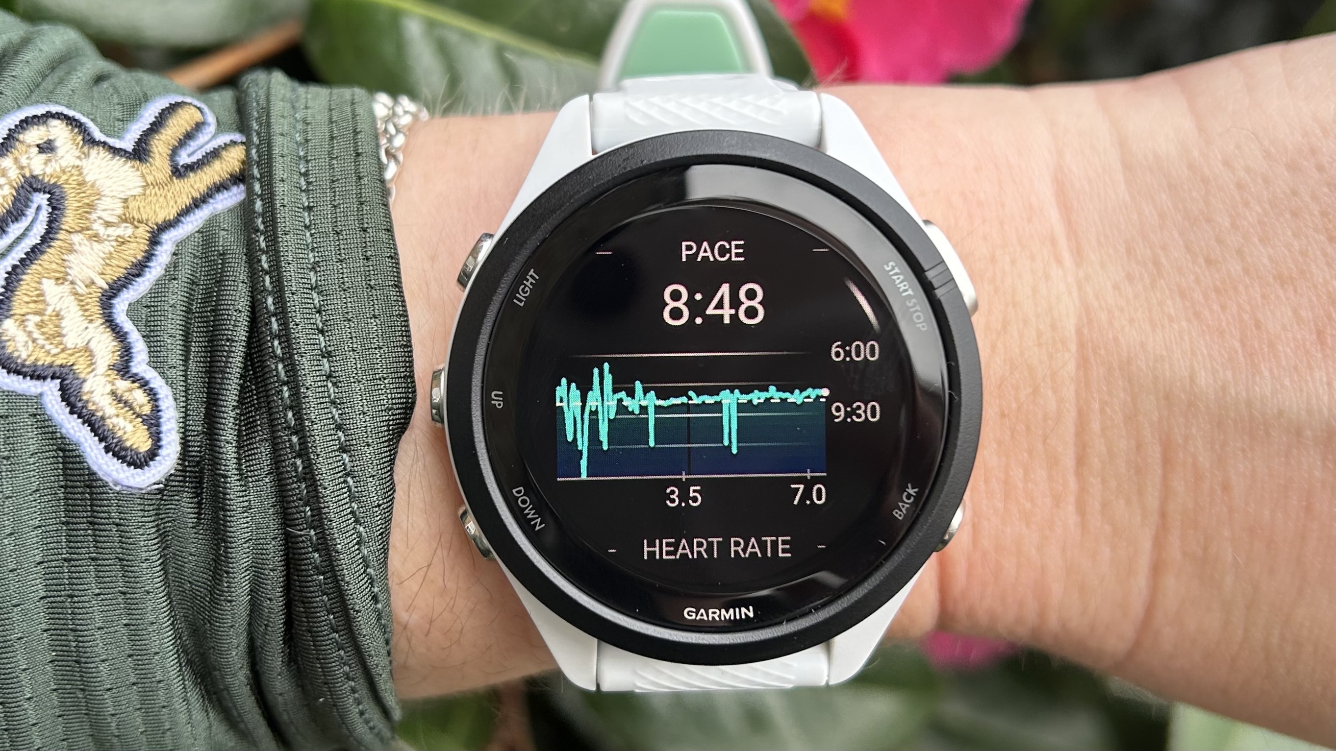 a photo of the pace chart on the Forerunner 265