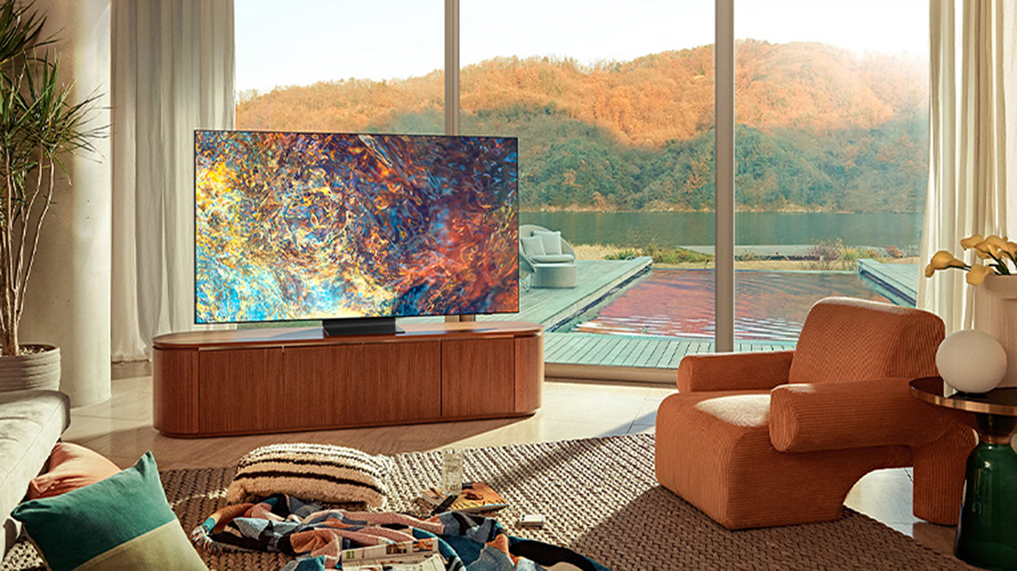 One of the best HDMI 2.1 TVs the Samsung QN90A Neo QLED TV in living room