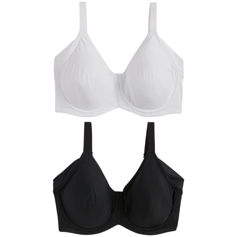 Next, Black/white F-K Cup Under Arm Smoothing Non Pad Wired Minimising Ultimate Comfort Bras 2 Pack