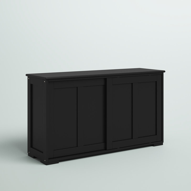 Zipcode Design™ Harbuck Kitchen Storage Cabinet Sideboard Buffet Cupboard Wood Sliding Door Pantry Black & Reviews | Wayfair