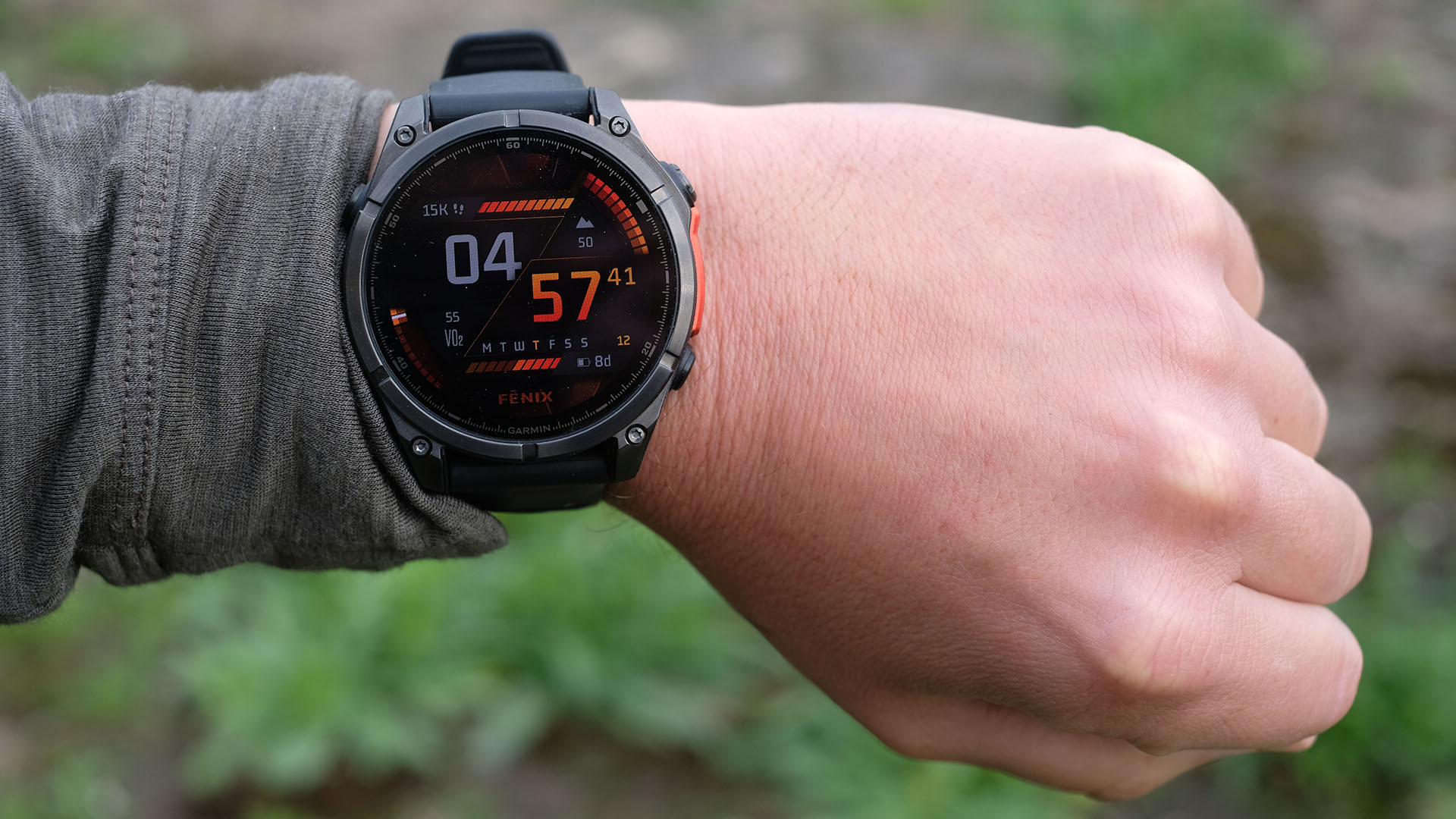 Garmin Fenix 8 being worn and tested by the reviewer