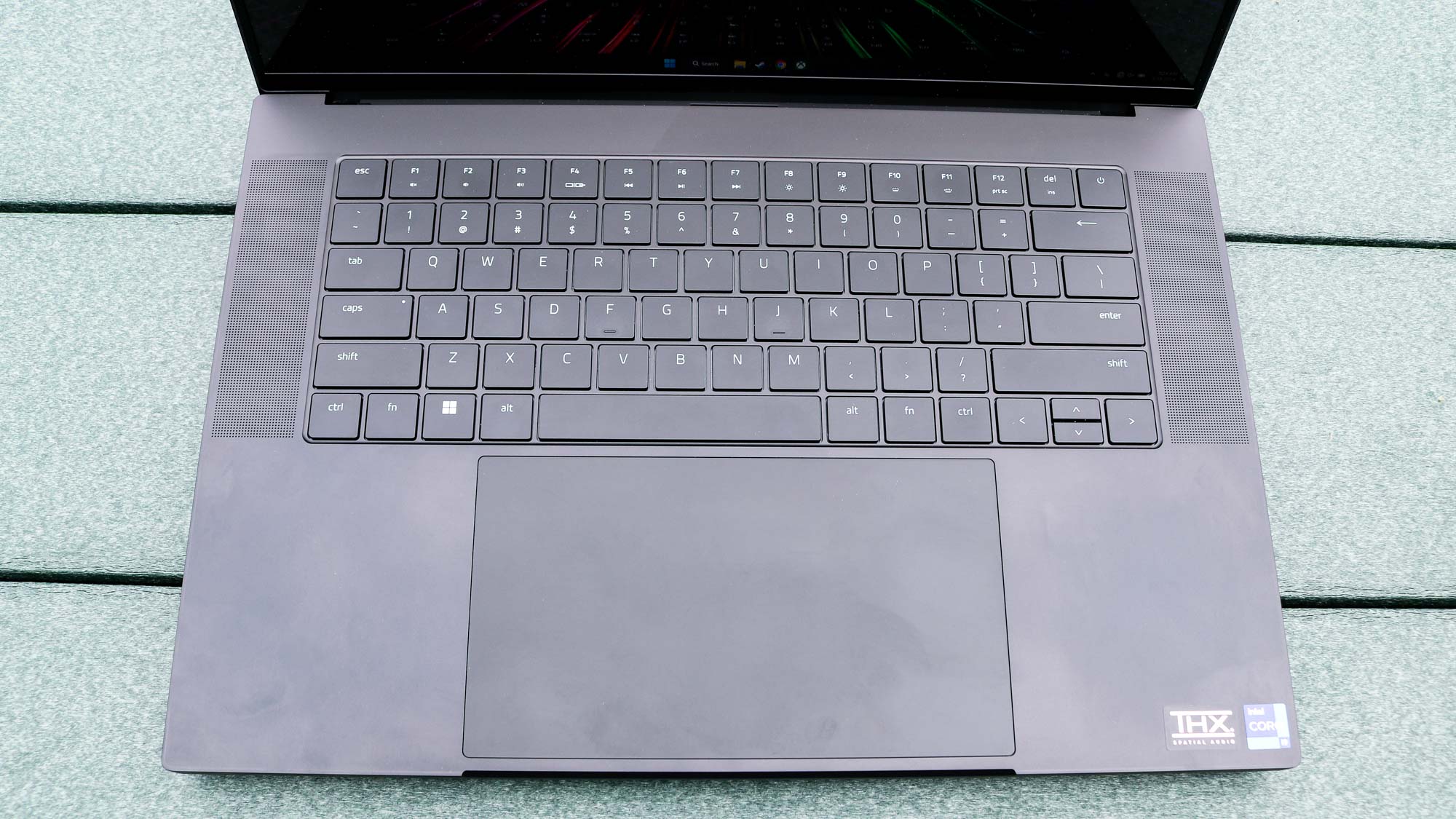 An overhead shot of the Razer Blade 16 (2024)'s keyboard