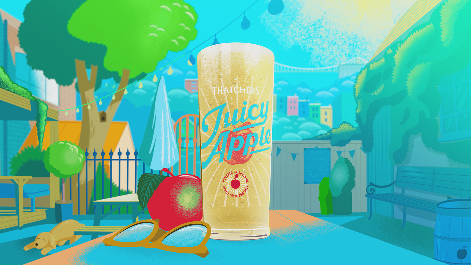 Images from an animated advert for Thatchers Cider by Aardman