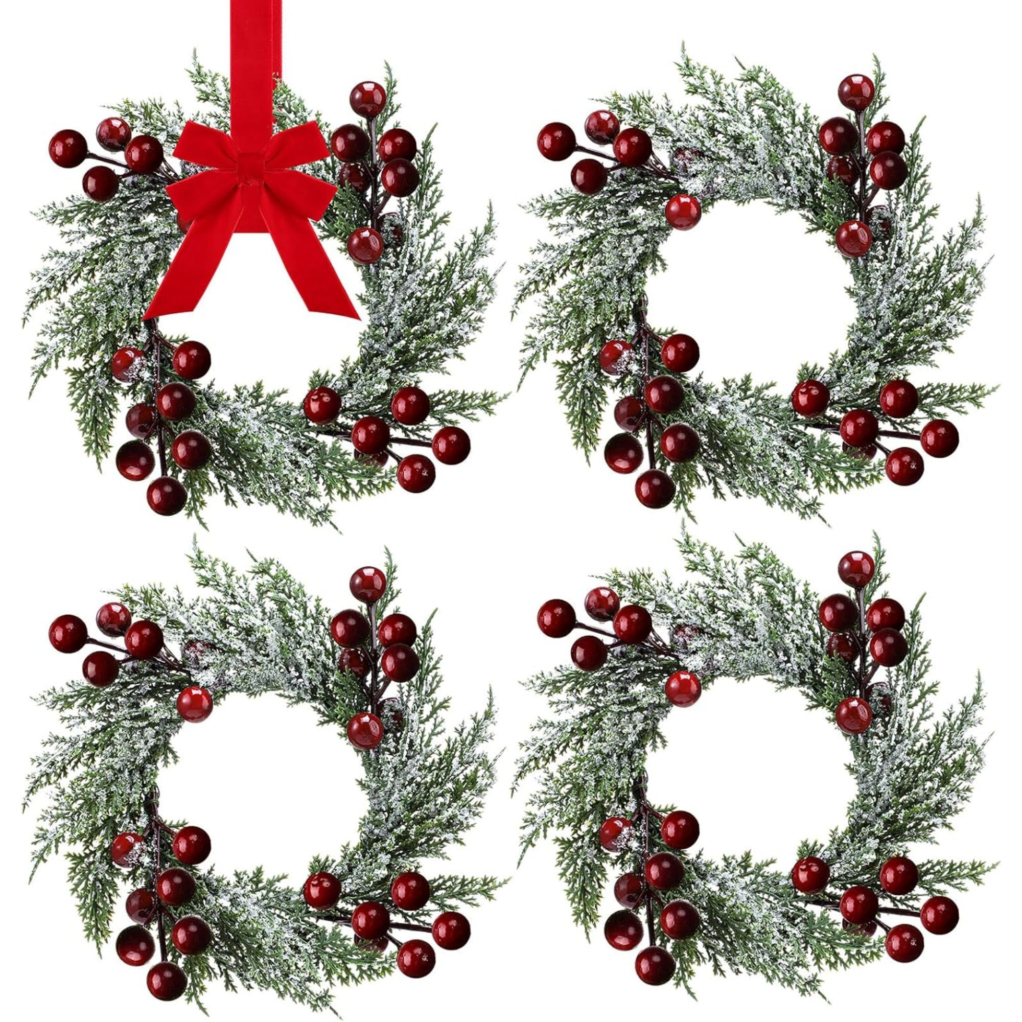 Mini Christmas Wreath Artificial Red Berries and Pinecones