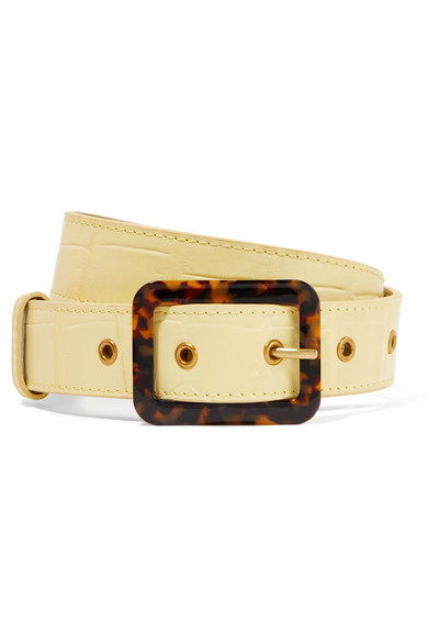 Staud + Croc-Effect Leather Belt