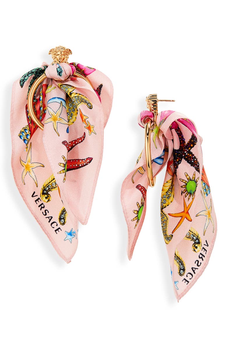 Versace + Trésor De La Mer Scarf Medusa Drop Earrings