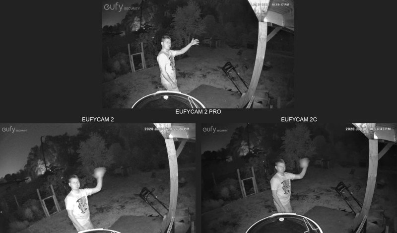 EufyCam 2 vs 2C vs Pro at night (infrared illumination)