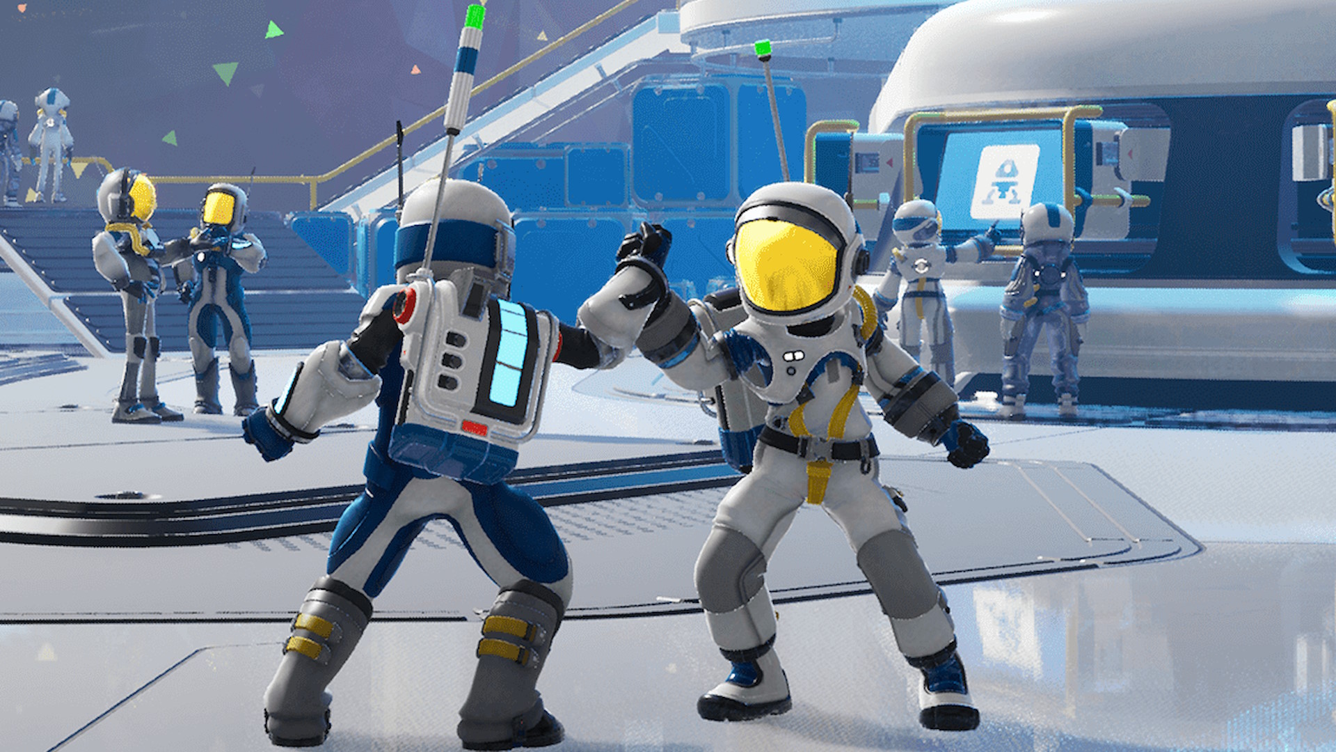 Starseeker screenshot - two astronauts doing the broshake