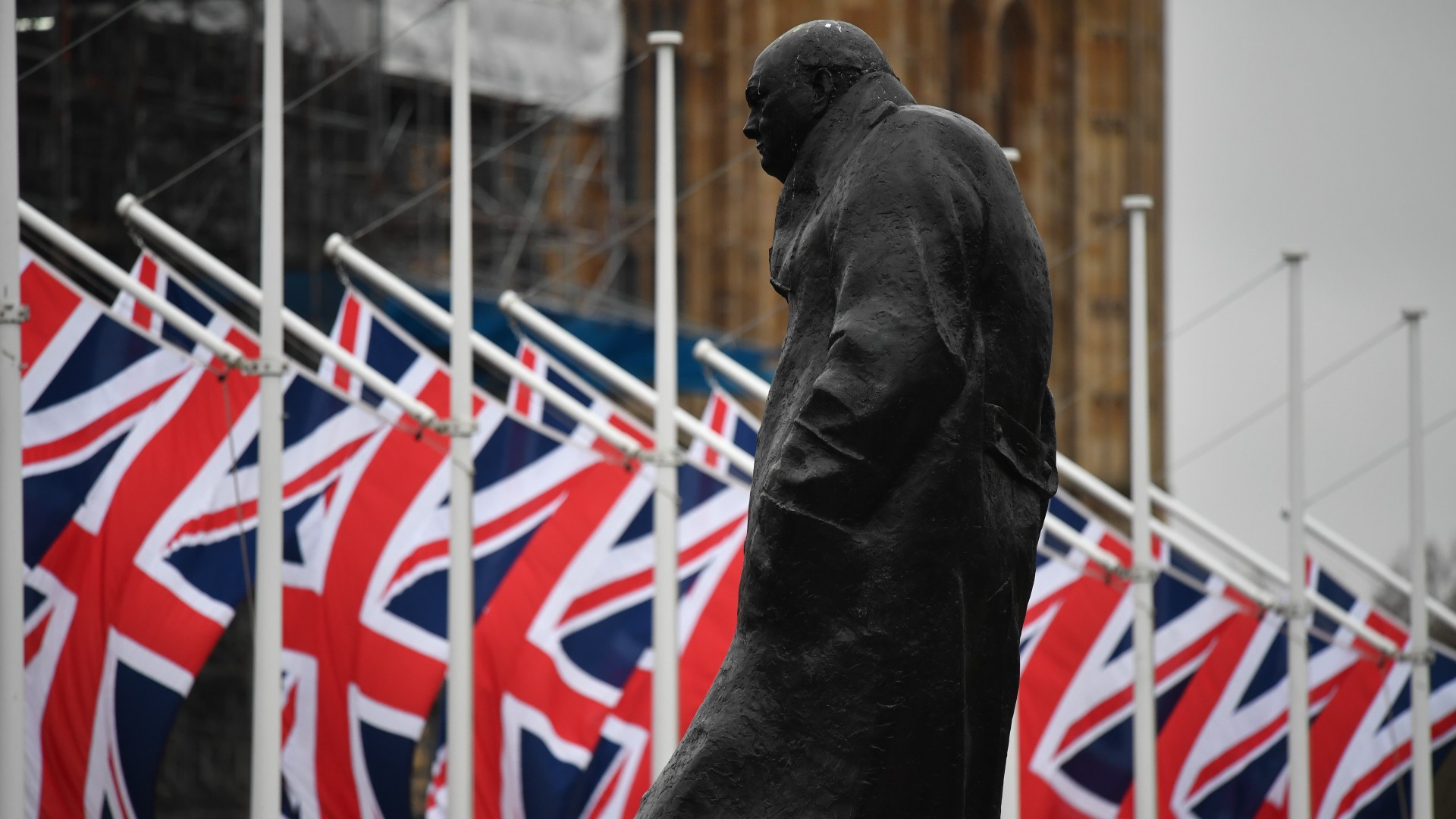 Statue of Winston Churchill outside the Houses of Parliament in London, United Kingdom