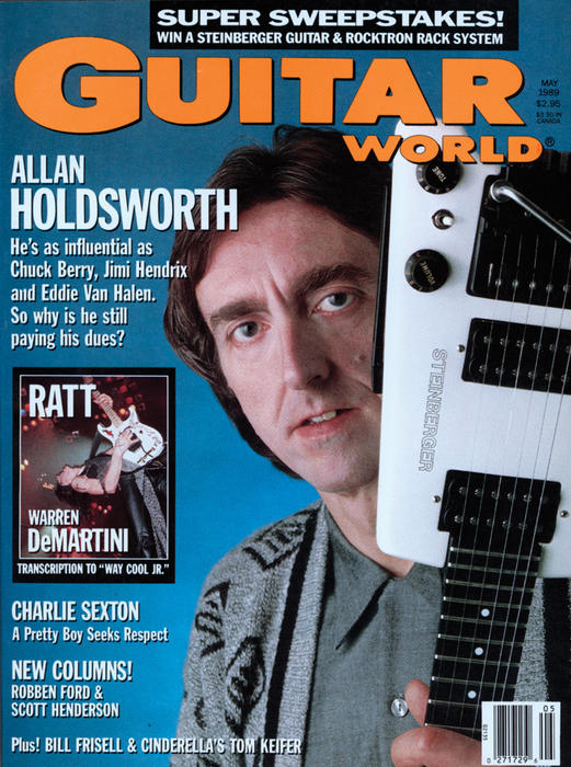 Allan Holdsworth adorns the cover of the May 1989 issue of Guitar World