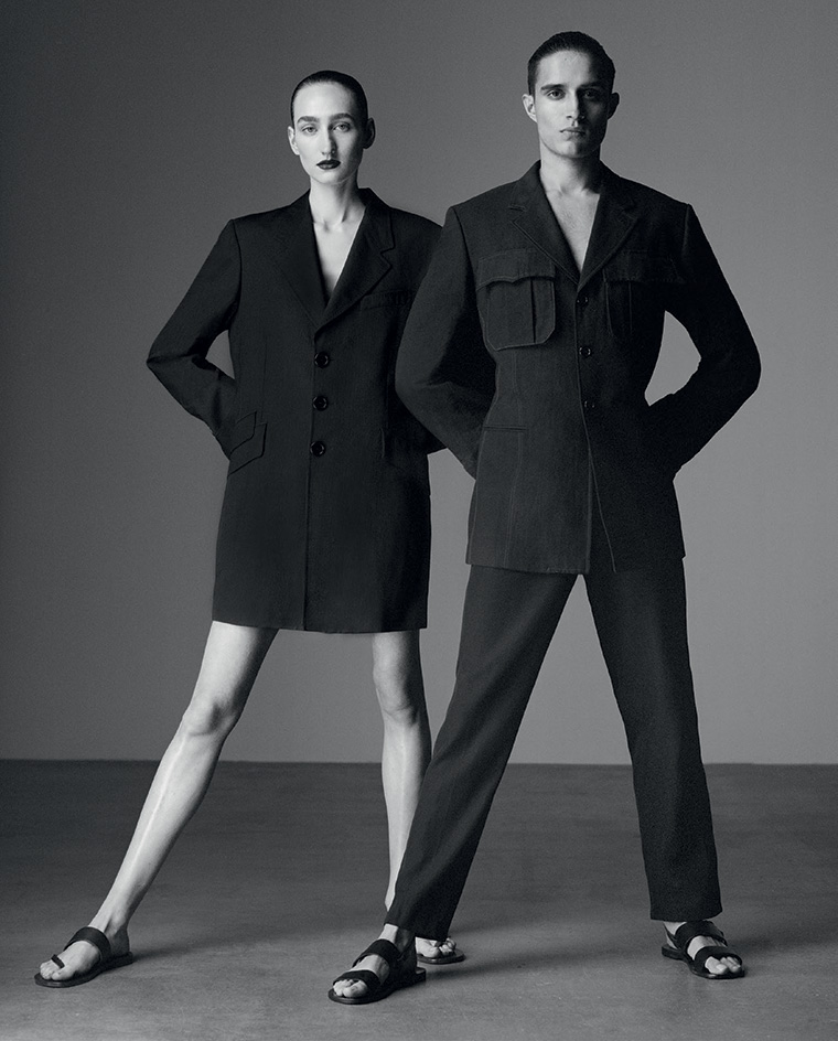 Xavier wears jacket, from the S/S96 collection; trousers, from the S/S20 collection