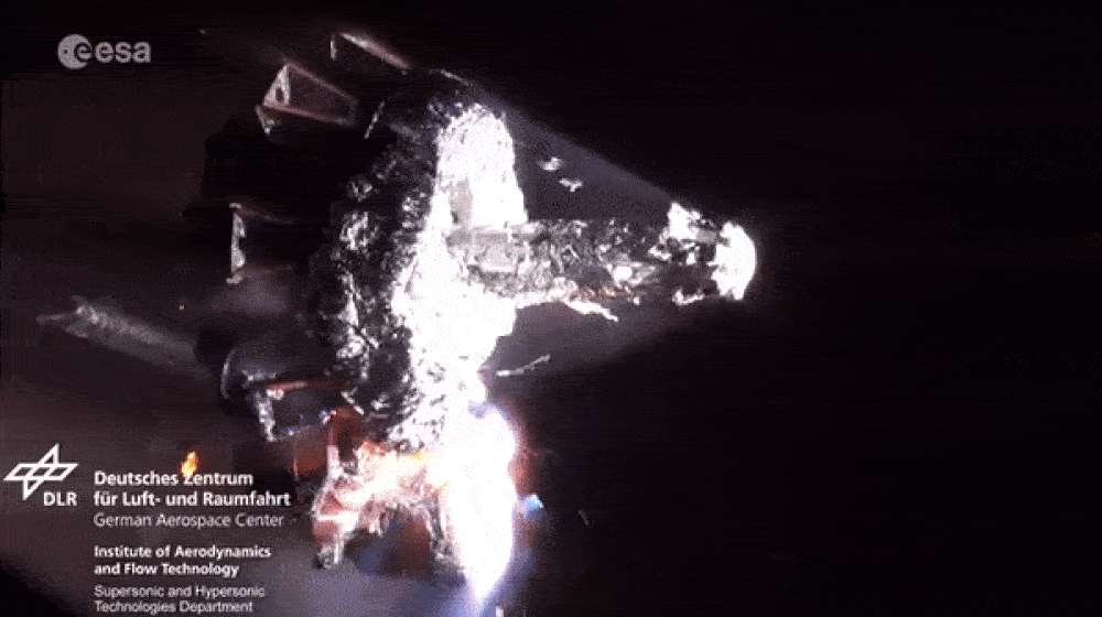 A video clip of a satellite being burned