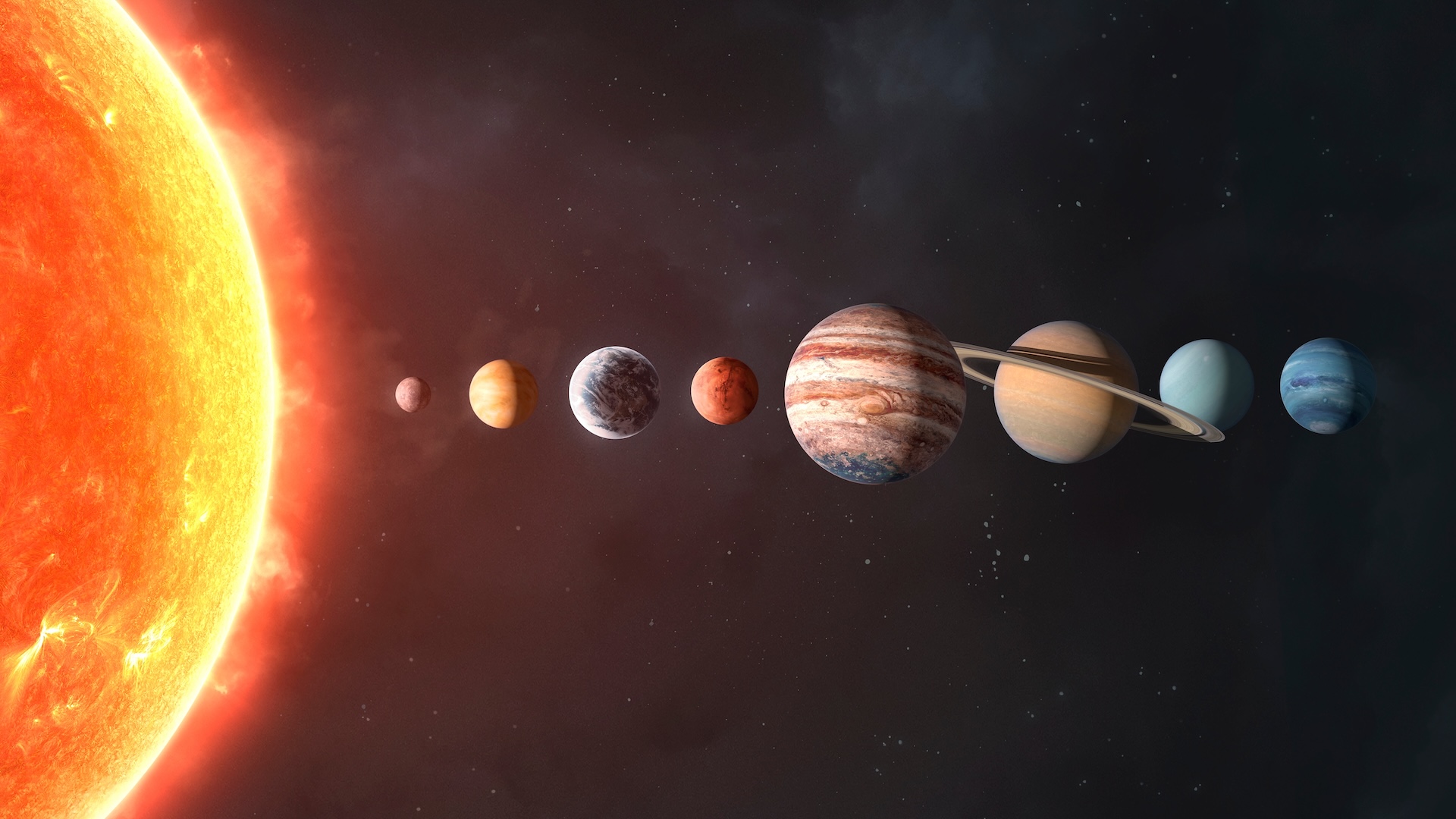 An illustration of the solar system